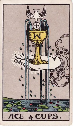 Карта Таро Туз Кубков (Ace of Cups), колода Райдера–Уэйта