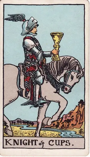 Карта Таро Рыцарь Кубков (Knight of Cups), колода Райдера–Уэйта