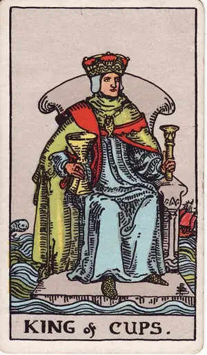 Карта Таро Король Кубков (King of Cups), колода Райдера–Уэйта