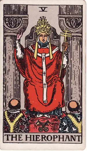 Карта Таро Иерофант (The Hierophant), колода Райдера–Уэйта