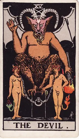 Карта Таро Дьявол (The Devil), колода Райдера–Уэйта