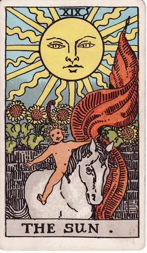 Карта Таро Солнце (The Sun), колода Райдера–Уэйта