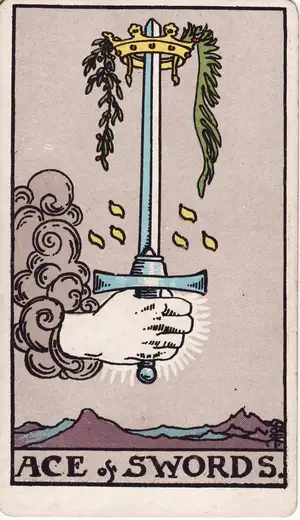 Карта Таро Туз Мечей (Ace of Swords), колода Райдера–Уэйта