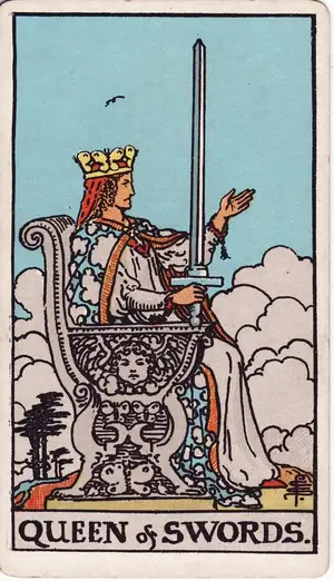 Карта Таро Королева Мечей (Queen of Swords), колода Райдера–Уэйта