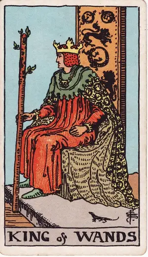 Карта Таро Король Жезлов (King of Wands), колода Райдера–Уэйта